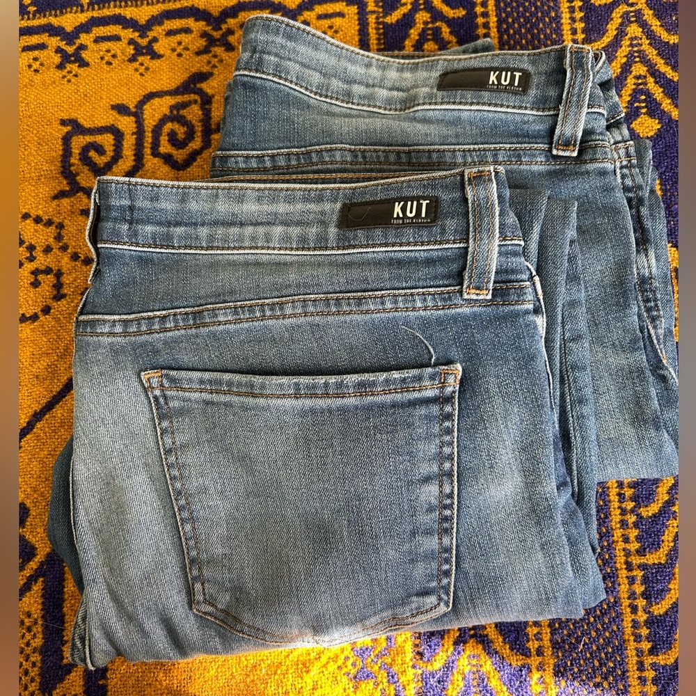 Two pair Kut from the Kloth Catherine Ankle Straight Leg Jeans. Sz. 14
